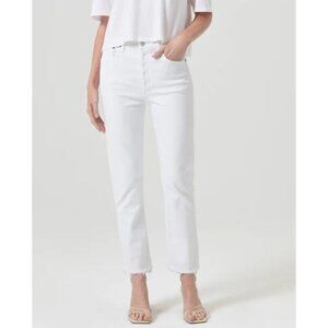 AGOLDE riley high rise straight crop in sour cream size 26